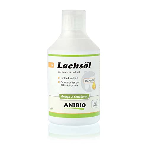Anibio Lachsöl 500ml Pflege für Haut und Fell Lachsöl Hunde & Katzen - Omega 3 Fettsäuren Omega 6 Fettsäuren
