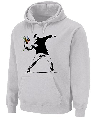 Tribal T-Shirts Banksy-Blume-werfer Kapuzenpulli verfügbar - Hellgrau, S