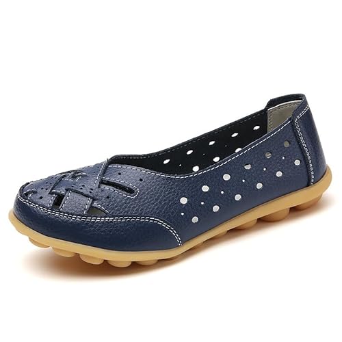 Stylendy Orthopedic Loafers, Orthopedic Loafers in Breathable Leather, Casual Leather Fashion Flats Breathable Shoes (Dark Blue,44)