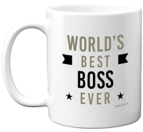 Tasse mit Aufschrift World's Best Boss Ever Geschenk den neuen Job Glück Abschiedsgeschenke Geschenk das Büro Geschenk den Boss lustig 313 ml Keramik spülmaschinenfest mikrowellengeeignet