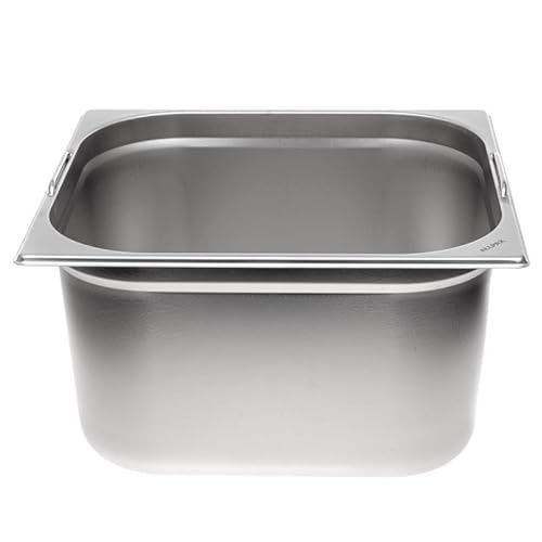 Allpax GN Behälter 2/3 Edelstahl - Höhe 200 mm - mit Griffe - lebensmittelechter & hitzebeständiger Gastronormbehälter, zum Abtropfen oder als Gareinsatz im Chafing Dish