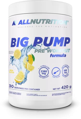ALLNUTRITION Big Pump Pre Workout Performance Boost Nahrungsergänzungsmittel - L-Citrullin, L-Arginin, Taurin, Beta Alanin Mix - keine Stimulanzien - Instant Pulver 420g - Lemon
