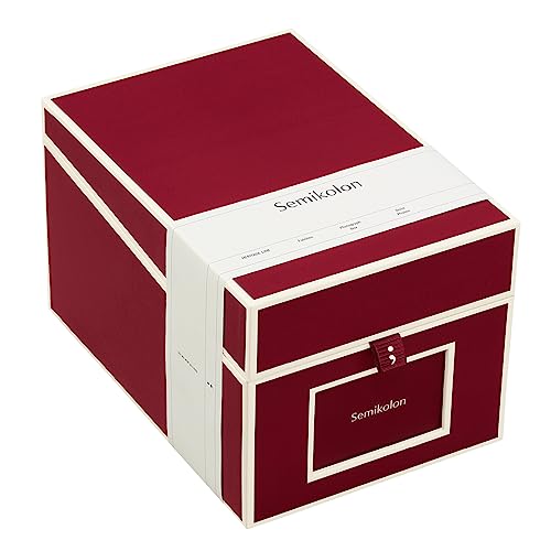 Semikolon (352544) CD und Fotobox burgundy (dunkel-rot) - Aufbewahrungs-Box mit 5 variablen Registerkarten - Box im Format 17,7 x 15,7 x 25,6 cm