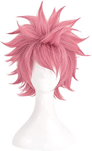 ZUKKY Anime Fairy Tail Cosplay Perücke Ende Natsu Pink Fluffy Short Hair Role Play Halloween Party Perücken + Perückenkappe