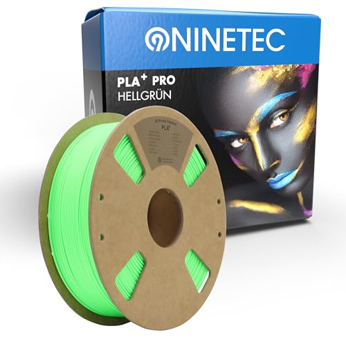 NINETEC BIO PLA+ Filament 1.75mm PLA Plus 3D Drucker Filament 1 kg Spule Maßgenauigkeit +/- 0,03mm PLA+ FDM Druckerverbrauchsmaterial PLA+ Pro Hellgrün