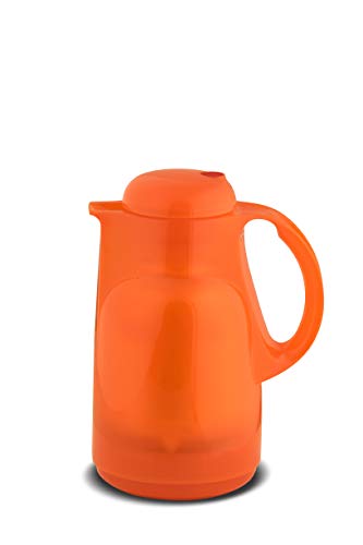 ROTPUNKT Isolierkanne 490 HANNA 1,0 l | Zweifunktions-Drehverschluss | BPA-frei - gesundes trinken | Made in Germany | Warm + Kalthaltung | Glaseinsatz | glossy orange
