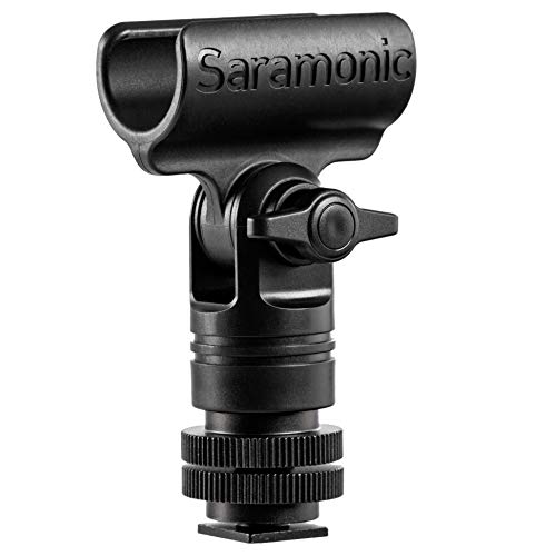 Saramonic SR-SMC1 Shotgun Mikrofonhalterung mit Blitzschuh, 1/4 Zoll, 3/8 Zoll & 5/8 Zoll Gewinde für Kameras, Stative & Galgenstangen