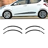 ZZMOQ Für Hyundai i10 ， 4PCS vorne hinten Auto Felgenräder Stoßstange gebogen Aufkleber Autoreifen Vinyl Sport Aufkleber Auto Dekoration Zubehör