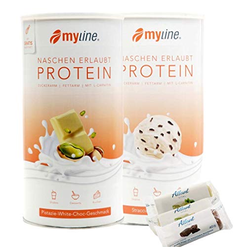 Myline Doppelpack Protein Eiweißshake + 3 Proteinriegel (Pistazie- Stracciatella)