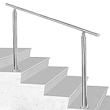SWANEW Handlauf Edelstahl, 150 cm gebürsteter Edelstahl, Treppengeländer mit ohne Querstreben für den Einsatz im Innen- und Außenbereich