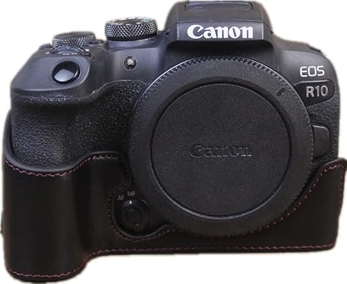 Zakao R10 Hülle, PU-Leder, halbe Öffnung, Version Holster Kameratasche mit Handschlaufe, Schutzhülle für Canon Eos R10 (schwarz)