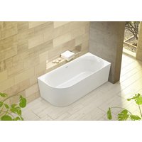 OTTOFOND Badewanne "Mince Corner XS links 155 cm weiß", (1 tlg.), inkl. Ablaufgarnitur, Schlitzüberlauf, Fußgestell, schmale Wannenkante