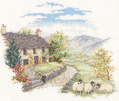 Bothy Threads Kreuzstich-Set "Landschaft – Hügel Bauernhof", 20x17cm, DWCON03, Zählmuster