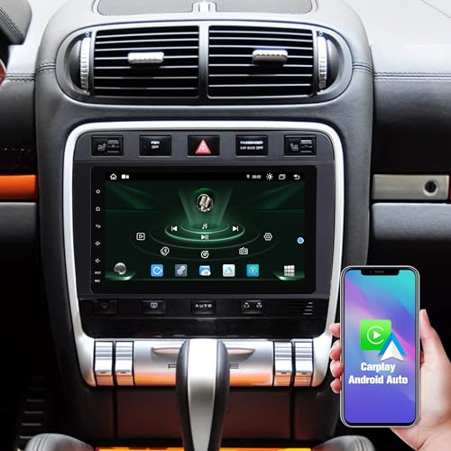 UEYUAN Autoradio für Porsche Cayenne 2003-2010 Android 13 Auto Multimedia GPS Navigation Autoradio Stereo 8 Zoll 4GB RAM 64GB ROM Drahtloses CarPlay Android Auto