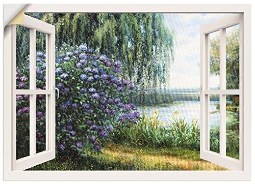 Artland Qualitätsbilder I Wandtattoo Wandsticker Wandaufkleber 100 x 70 cm Landschaften Fensterblick Malerei Weiß A8JH Fensterblick Haus am Meer I