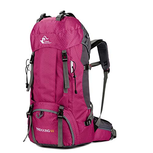 free knight 60L Wasserdichter Rucksack, ultraleichter, packbarer Kletterfischer Reiserucksack Tagesrucksack, handliche Faltbare Camping Outdoor-Rucksack-Tasche mit Regenschutz (Pink)