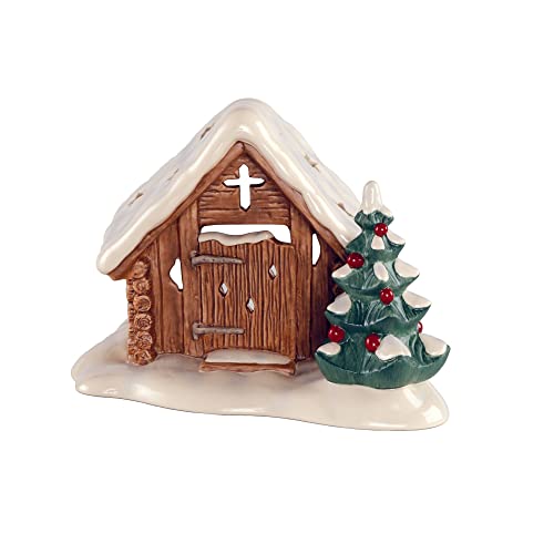 Goebel Teelichthalter "Waldkapelle, Höhe ca. 16,5 cm, Weihnachtsfigur aus Steingut", (1 St.), Sammlerfigur, Weihnachtsdeko mit Baum, inkl. 1x Teelicht