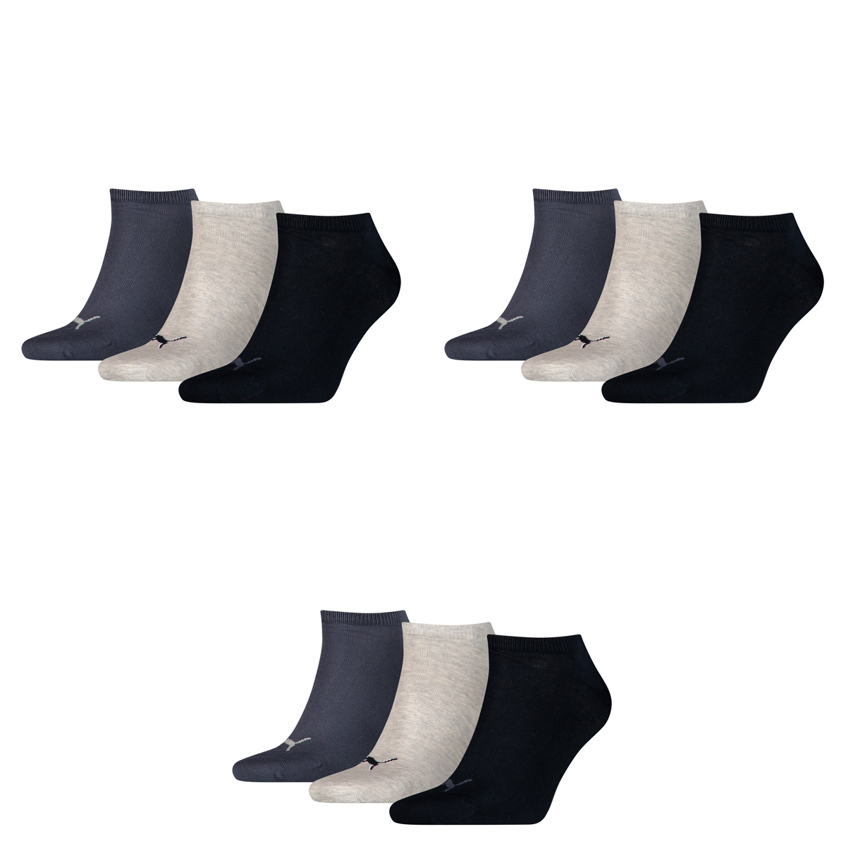 Puma 15 Paar Sneaker Invisible Socken Gr. 35-49 Unisex für Damen Herren Füßlinge, Farbe:532 - navy/grey/nightshadow b, Socken & Strümpfe:39-42
