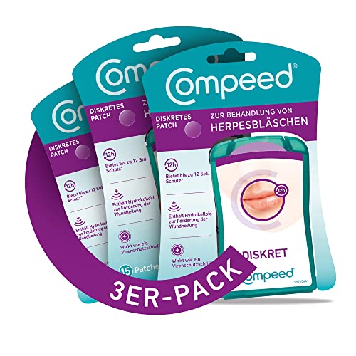 Compeed Herpesbläschen Patch Dreierpack - mit Applikator – für beschleunigte Wundenheilung – gegen Herpes im Gesicht, 45 Patchs