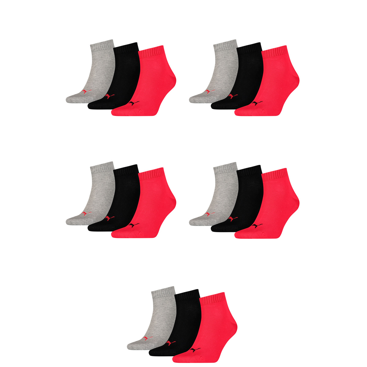 15 Paar Puma Unisex Quarter Socken Sneaker Gr. 35 - 49 für Damen Herren Füßling...