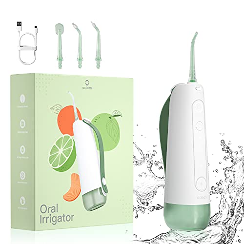 Oclean W10 kabellose Wasser-Flosser mit 4 austauschbaren Düsenspitzen, professionelle Munddusche, tragbar für unterwegs und zu Hause, 5 Zahnseide-Modi, wiederaufladbar – grün