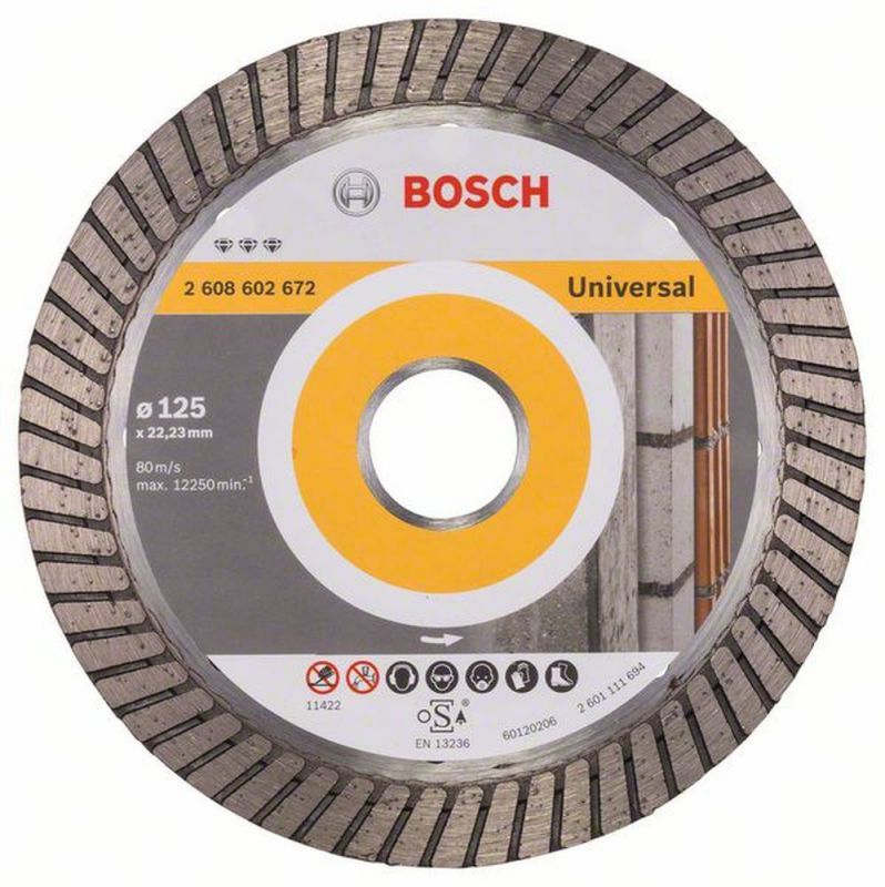 Bosch Diamanttrennscheibe Best for Universal Turbo, 125 x 22,23 x 2,2 x 12 mm 2608602672
