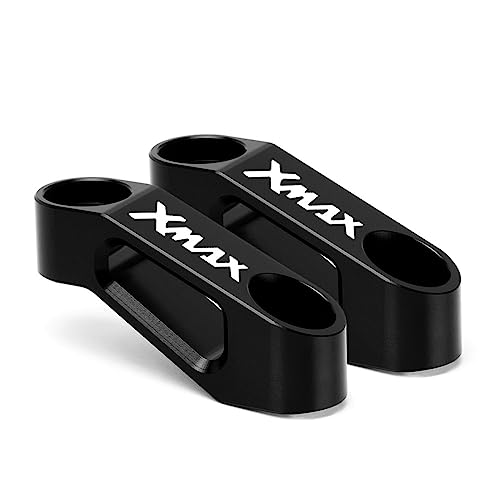 LOTFI Fit for Yamaha Xmax X-MAX 400 250 300 NVX AEROX 155 QBIX 125 155 250 300 400 Rückspiegel verlängerung Riser Verlängern Adapter (Size : Black-Xmax)