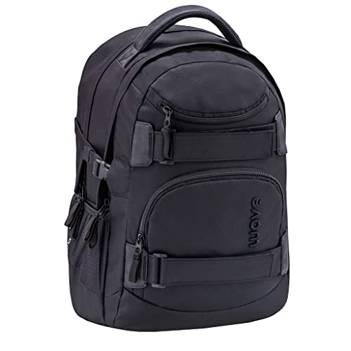 WAVE Infinity Schwarz Schulrucksack mit Laptopfach Tabletfach / Brustgurt Hüftgurt / 43 x 31 x 22 cm / 30 Liter / Unisex / Rucksack Daypack (338-72/A Posh Black)