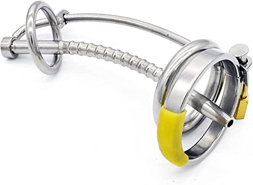 GMEG Edelstahl Peniskäfig Chastity Cage mit Kathetern Dilator Penisring Keuschheitsgürtel Restraint -Manner Homosexuell (Color : Silver, Size : 52mm)