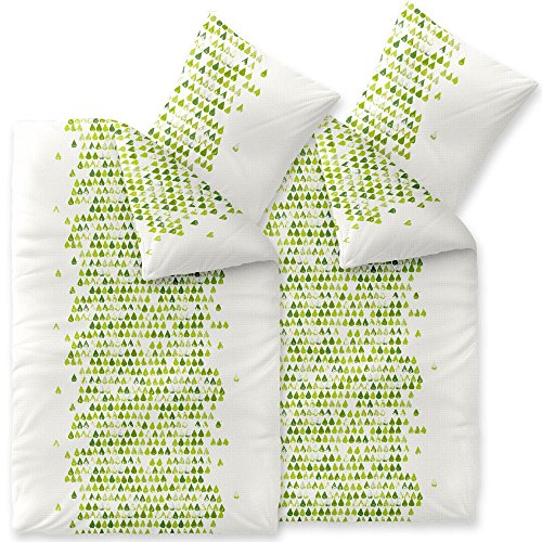 CelinaTex Enjoy Bettwäsche 135 x 200 cm 4teilig Baumwolle Bettbezug Seersucker Amelie Herz Weiß Grün