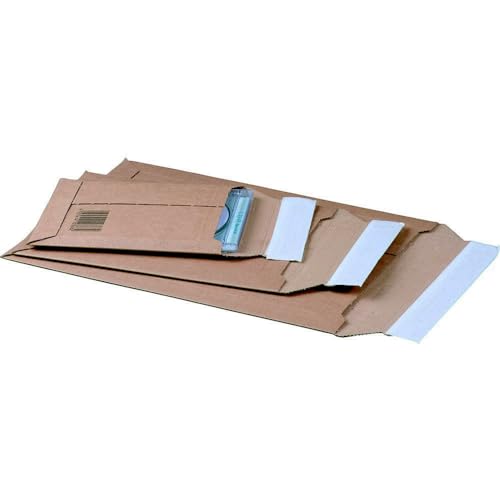 karton-billiger | Versandtasche aus Karton Pappe Wellpappe, selbstklebend Aufreißfaden, Warensendung Büchersendung | Format: CD - A3 (100, A4 - IM 292x210x50mm)