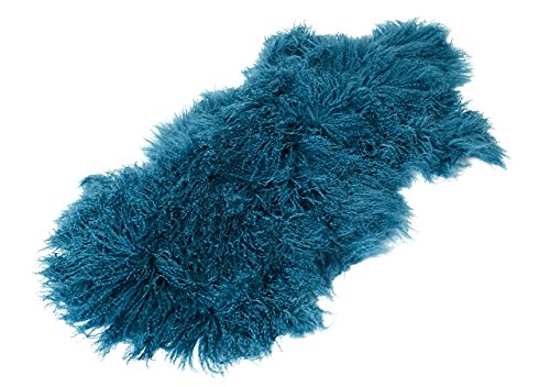 Tibet Lammfell Teppich Tierform (große Farbauswahl) Farbe ozeanblau JAY21 TP2