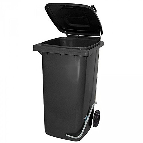 BRB 240 Liter Mülltonne/Müllgroßbehälter, grau/anthrazit, mit Fußpedal für handfreie Bedienung