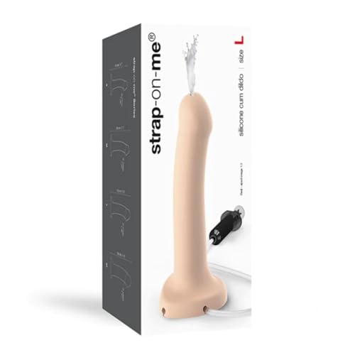 STRAP-ON-ME – Cum-Dildo – Semirealistischer Ejakulator – Mit 30ml Spritze 82cm Schlauch und leistungsstarkem Saugnapf – Phthalatfreies Silikon – Hypoallergen – Größe L – Hautfarben