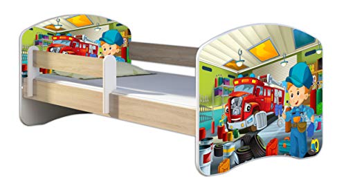 Kinderbett Jugendbett mit einer Schublade und Matratze Sonoma mit Rausfallschutz Lattenrost ACMA II 140x70 160x80 180x80 (45 Mechaniker, 180x80)