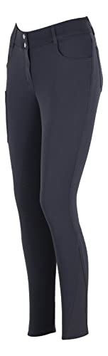 Lazura - Damen Reithose Pia | Vollbesatz aus Silikon | Reiterhose mit seitlicher Handytasche & 4 Einschubtaschen | dunkelgraue Vollbesatzreithose | Reitbekleidung in Größe 44