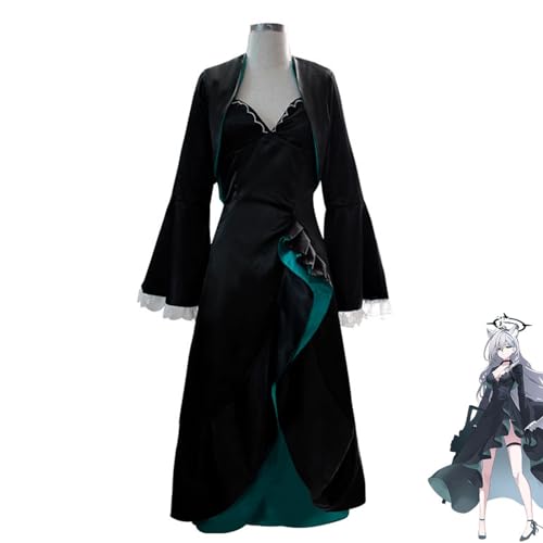 Thegis Spiel Sunaookami Shiroko Cosplay Kostüm Frauen Kleid Halloween Party Uniform Set,Black-S