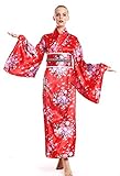 dressmeup W-0289-Kostüm Damen Frauen Karneval Geisha Japanerin Chinesin Kimono rot Kirschblüten M
