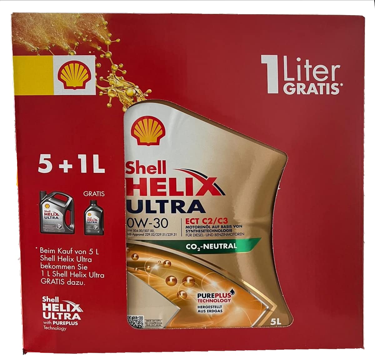 Shell Helix Ultra ECT C2 / C3 0W-30 1x5+1x1 Liter Motoröl