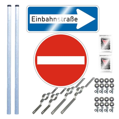 TMS PRO SHOP Komplett-Set Einfahrt verboten: Einfahrt verboten, Einbahnstraße rechts, Pfosten aus Aluminium, Stahl, Art.-Nr. 607309