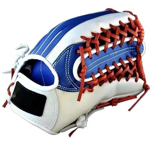 DFJOENVLDKHFE Schweißabsorbierender, verstärkter, langlebiger 11,5''12''12,5'' Baseballhandschuh aus Rindsleder (Color : Blue and White, Size : 12 on Right Hand)