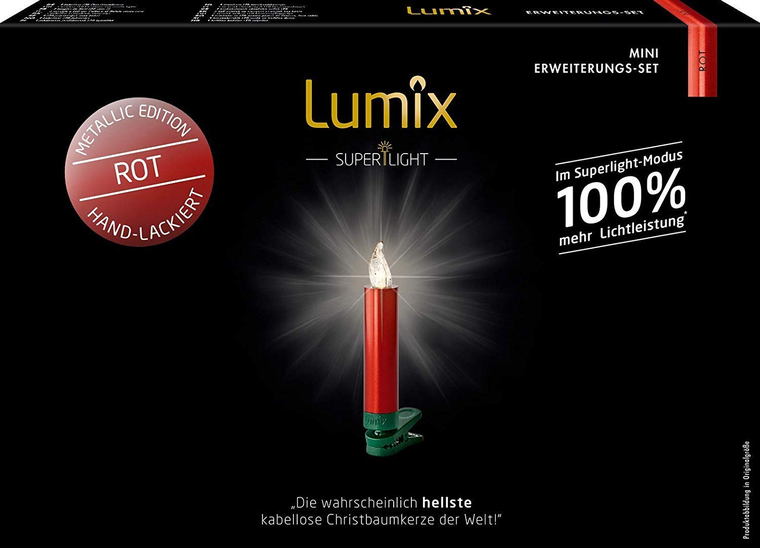 Lumix Kabellose LED Christbaumkerzen Superlight Mini Metallic Rot Erweiterungs-Set mit 6 Kerzen, Art. 75556