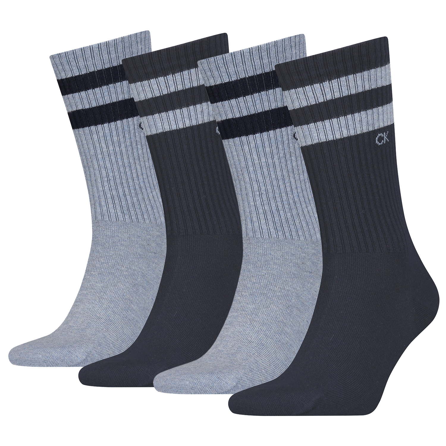 Calvin Klein 4 Paar Stripes Herren Sportsocken Tennissocken , Farbe:Denim Melange, Socken & Strümpfe:39-42