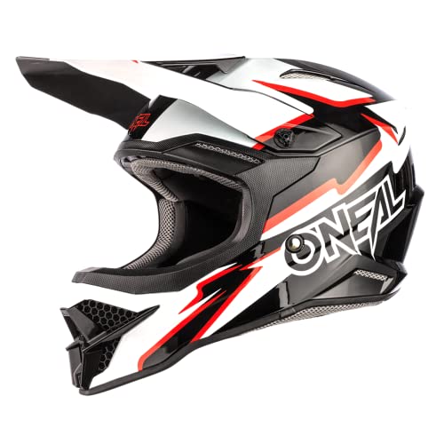 O'NEAL | Motocross-Helm | MX Enduro Motorrad | ABS-Schale, Sicherheitsnorm ECE 22.05, Lüftungsöffnungen für optimale Belüftung und Kühlung | 3SRS Helmet Voltage | Erwachsene | Schwarz Weiß | Größe XL