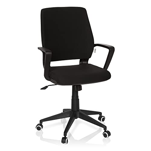 hjh OFFICE 719280 Bürostuhl ESTRA BLACK Stoff Schwarz Drehstuhl Schreibtischstuhl gepolstert, ergonomische Rückenlehne