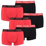 PUMA 6 er Pack Short Boxer Boxershorts Men Pant Unterwäsche kurz 100000884, Farbe:002 - Red/Black, Bekleidungsgröße:L