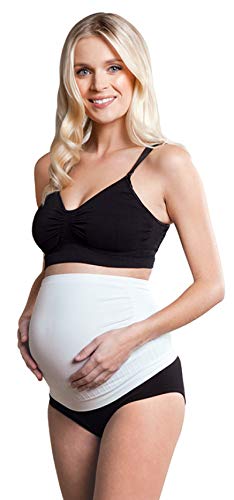 Carriwell unterstützendes Schwangerschafts-Bauchband, wärmt & lindert Rückenschmerzen in der Schwangerschaft, reduziert Risiko von Muskelzerrungen, nahtlos, weiß, Größe: L