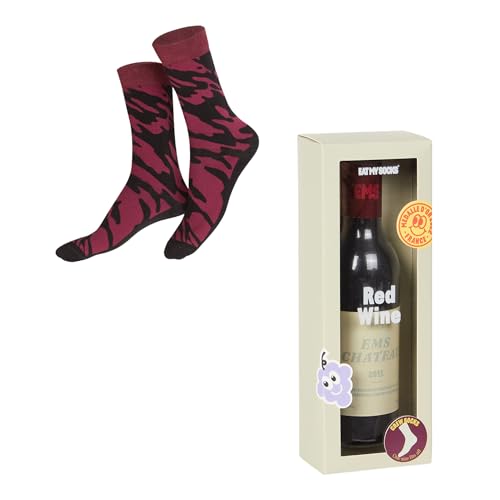EAT MY SOCKS - Originelle und lustige Socken - Design in Form von Rotwein - Mittellange Socken - Komfort und Haltbarkeit - Ideal für Männer und Frauen - Größen 36 bis 45-1 Paar