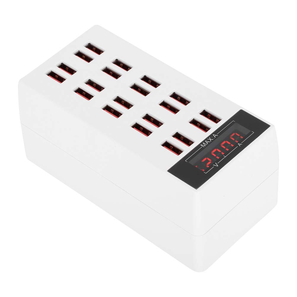 JULYKAI 20Ports USB Hub Smart Charger Hochleistungs-Schnellladestation für Tablet Mobile(White [European Standard])