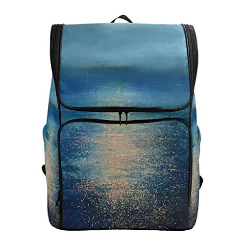 FANTAZIO Art Rucksack mit leuchtenden Mond-Mustern für Laptop, Outdoor, Reisen, Wandern, Camping, Freizeit-Rucksack, groß